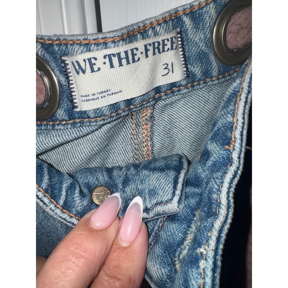 We The Free Free People Old West Slouchy Jeans 31 Paint Splatter Drawstring Blue - Picture 8 of 9